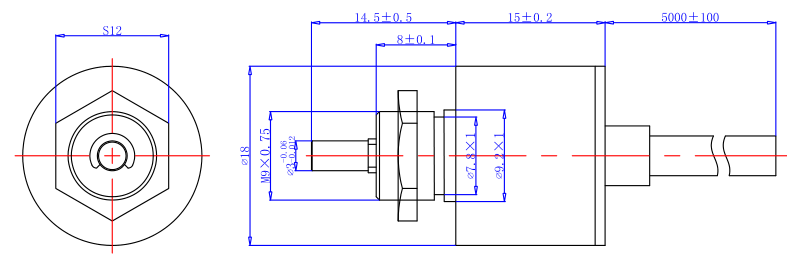 CAZD-18角度傳感器外形尺寸圖
