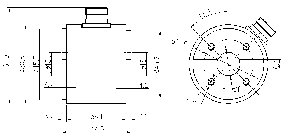 靜態扭矩傳感器扭力傳感器CAZF-T50.8外形尺寸圖 靜態扭矩傳感器扭力傳感器CAZF-T50.8外形尺寸圖