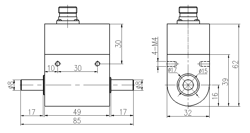 動態扭矩傳感器CAZF-TD85外形尺寸圖 動態扭矩傳感器CAZF-TD85外形尺寸圖