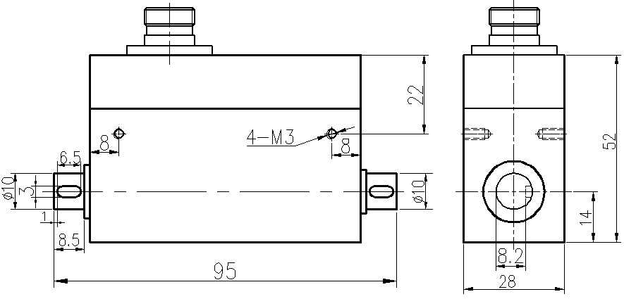 動態扭矩傳感器CAZF-TD95外形尺寸圖 動態扭矩傳感器CAZF-TD95外形尺寸圖