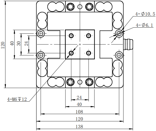 CAZF-3D120三維力傳感器外形尺寸圖1