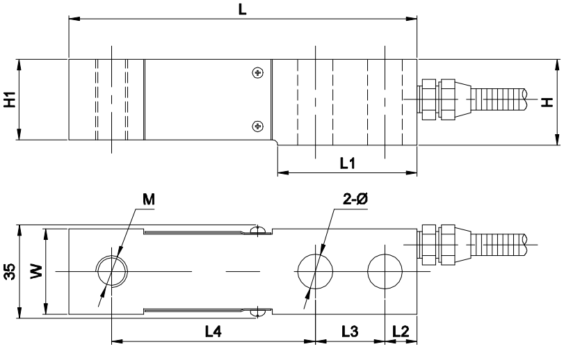 剪切梁式稱重傳感器CAZF-W130A外形尺寸圖1